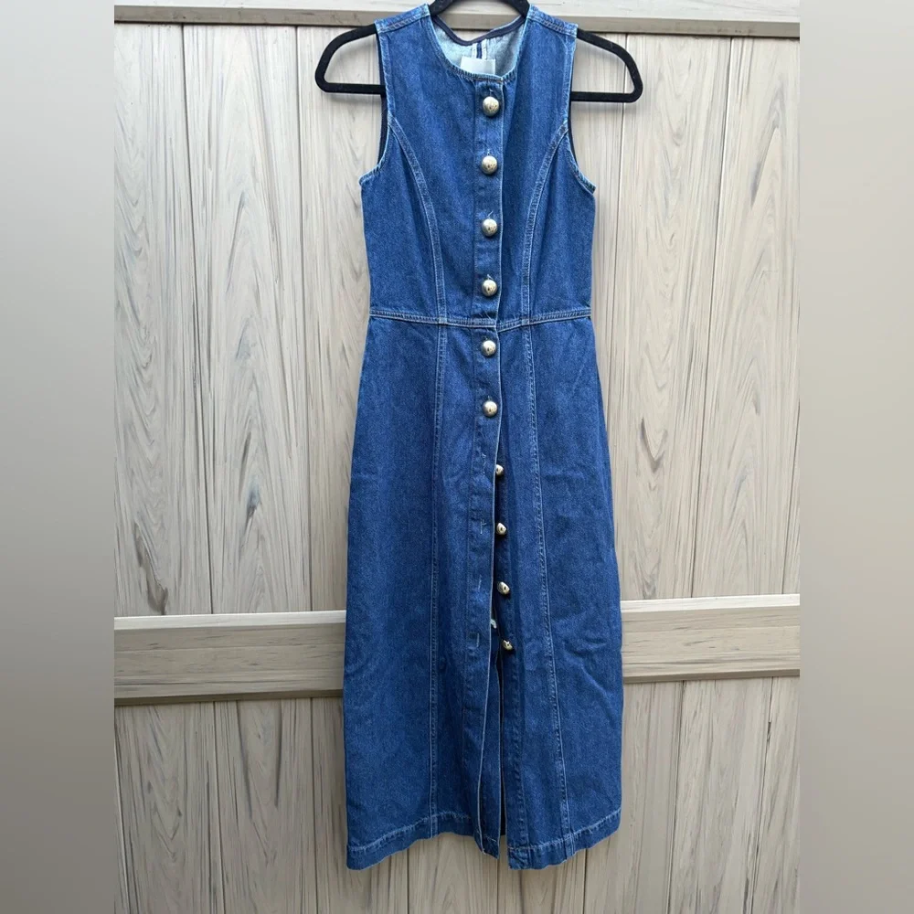 Reformation Roswell Denim Midi Dress - Picture 6 of 9